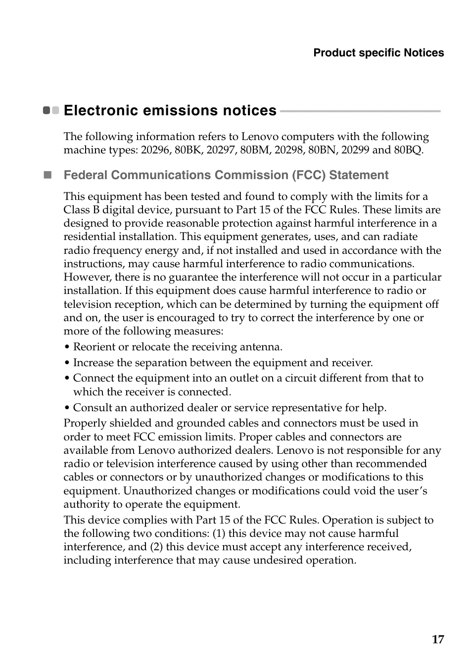 Electronic emissions notices | Lenovo IdeaPad S410p Touch Notebook User Manual | Page 17 / 23