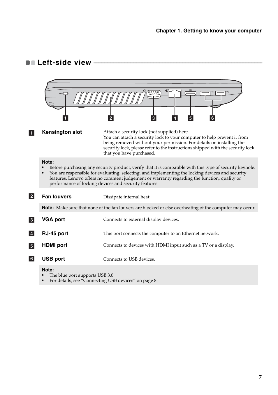 Left-side view | Lenovo IdeaPad Y480 User Manual | Page 11 / 42