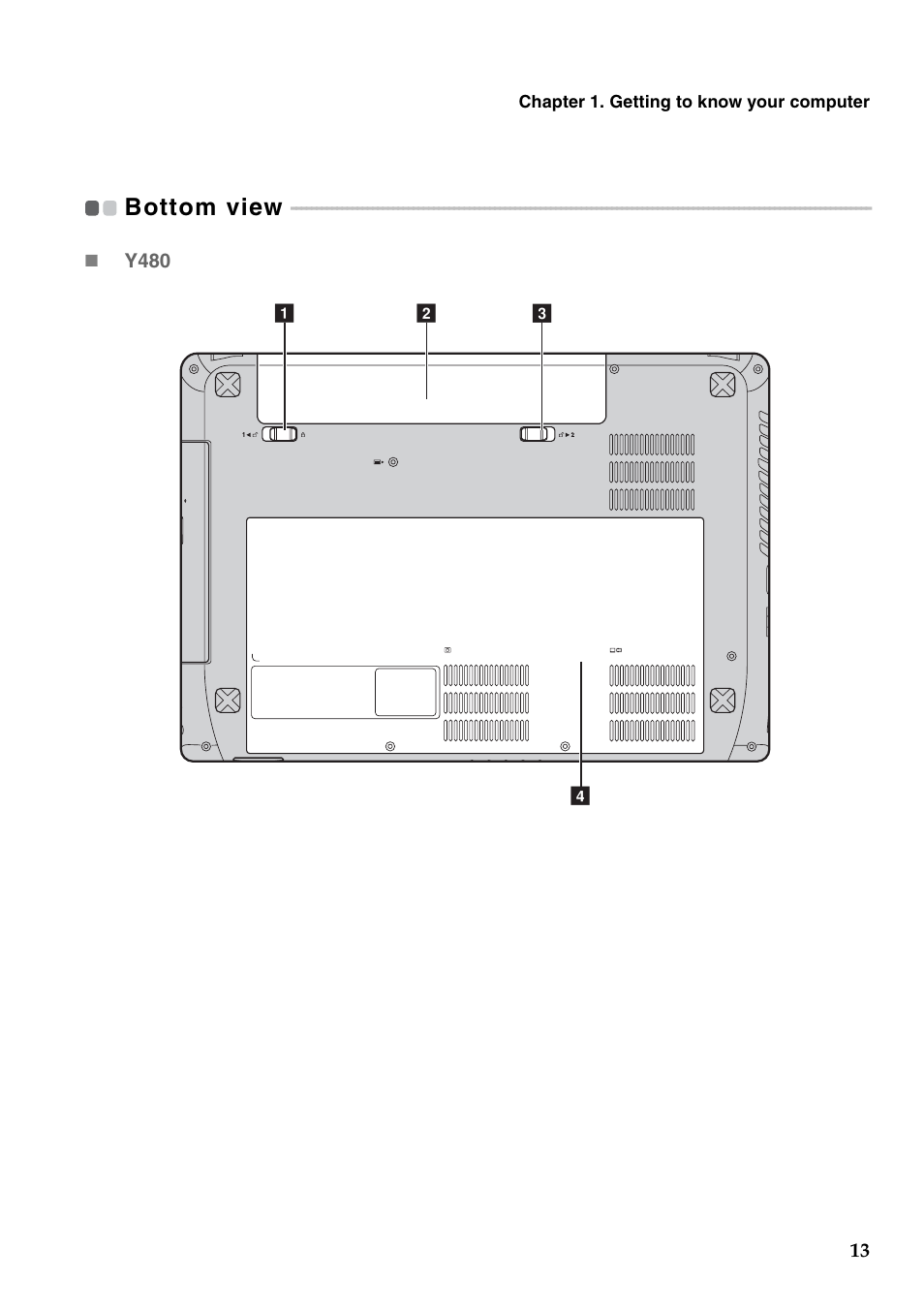 Bottom view | Lenovo IdeaPad Y480 User Manual | Page 17 / 42