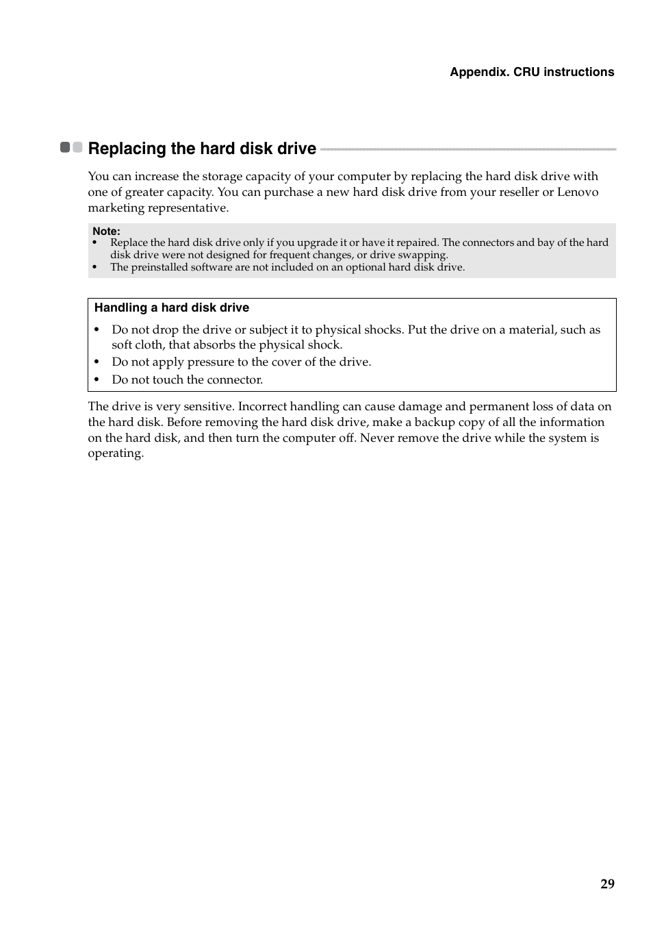 Replacing the hard disk drive | Lenovo IdeaPad Y480 User Manual | Page 33 / 42