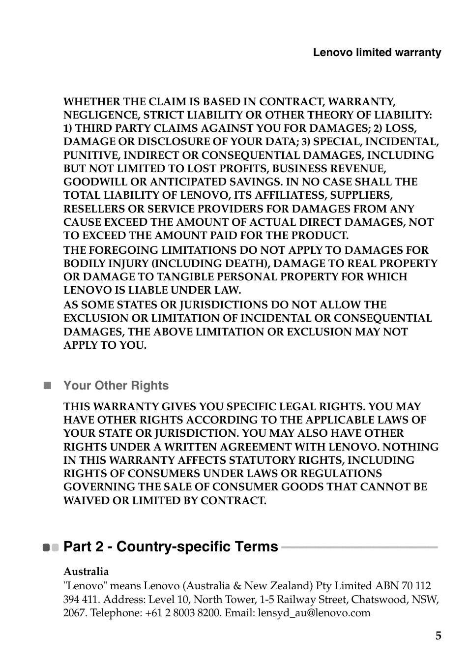 Part 2 - country-specific terms | Lenovo IdeaPad Z510 Notebook User Manual | Page 5 / 20