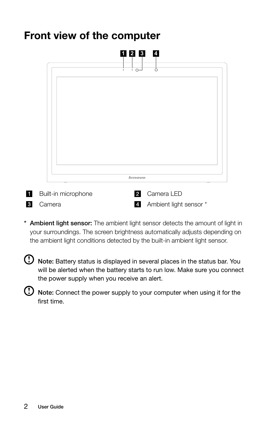 Front view of the computer | Lenovo N300 All-In-One Lenovo User Manual | Page 7 / 21