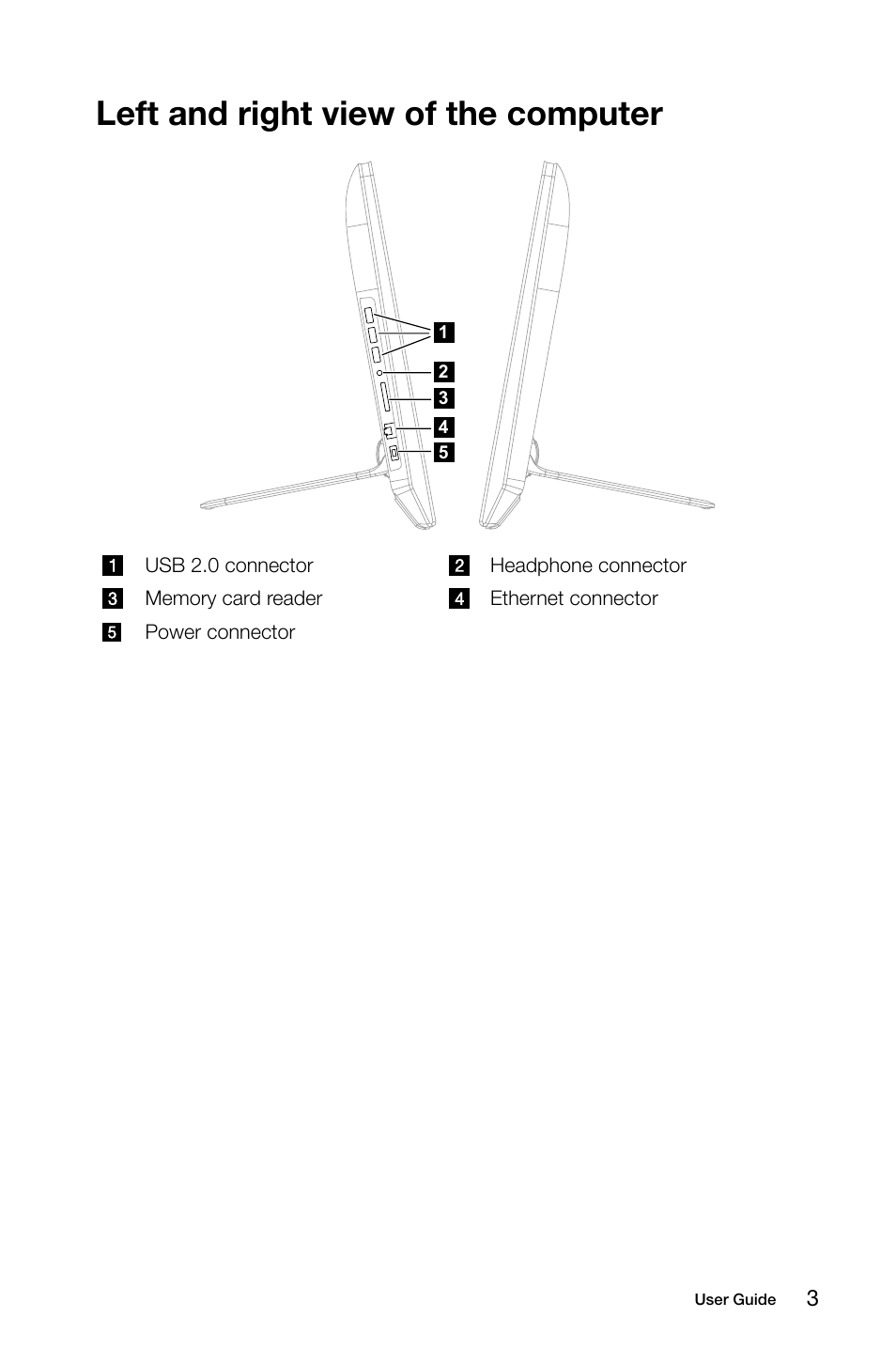 Left and right view of the computer | Lenovo N300 All-In-One Lenovo User Manual | Page 8 / 21