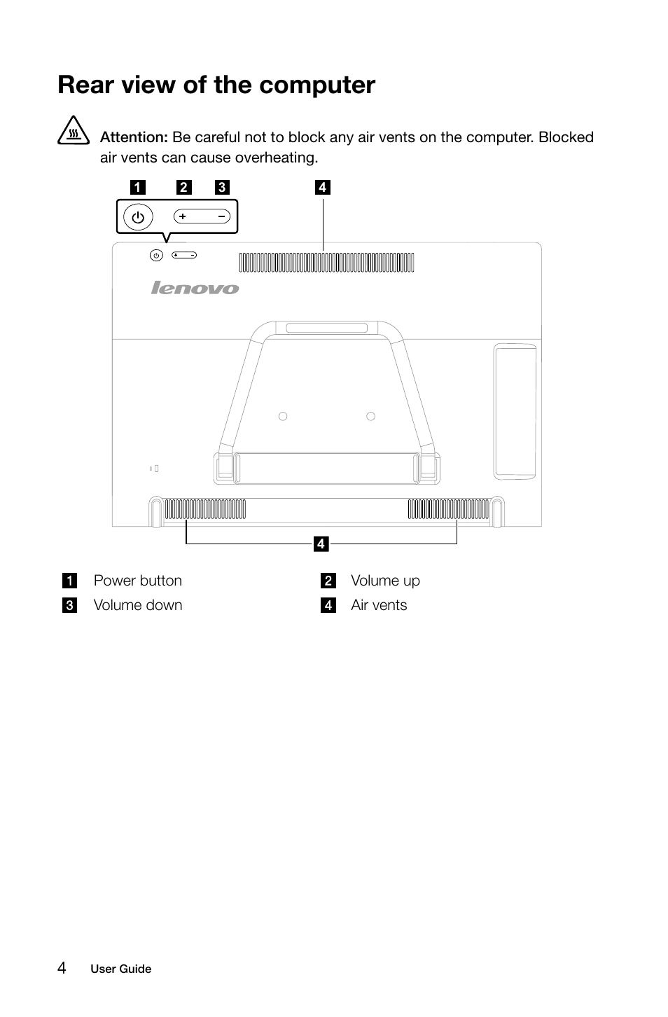 Rear view of the computer | Lenovo N300 All-In-One Lenovo User Manual | Page 9 / 21