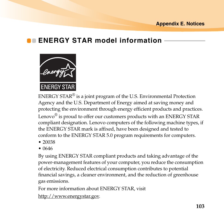 Energy star model information | Lenovo IdeaPad Y560 User Manual | Page 117 / 146