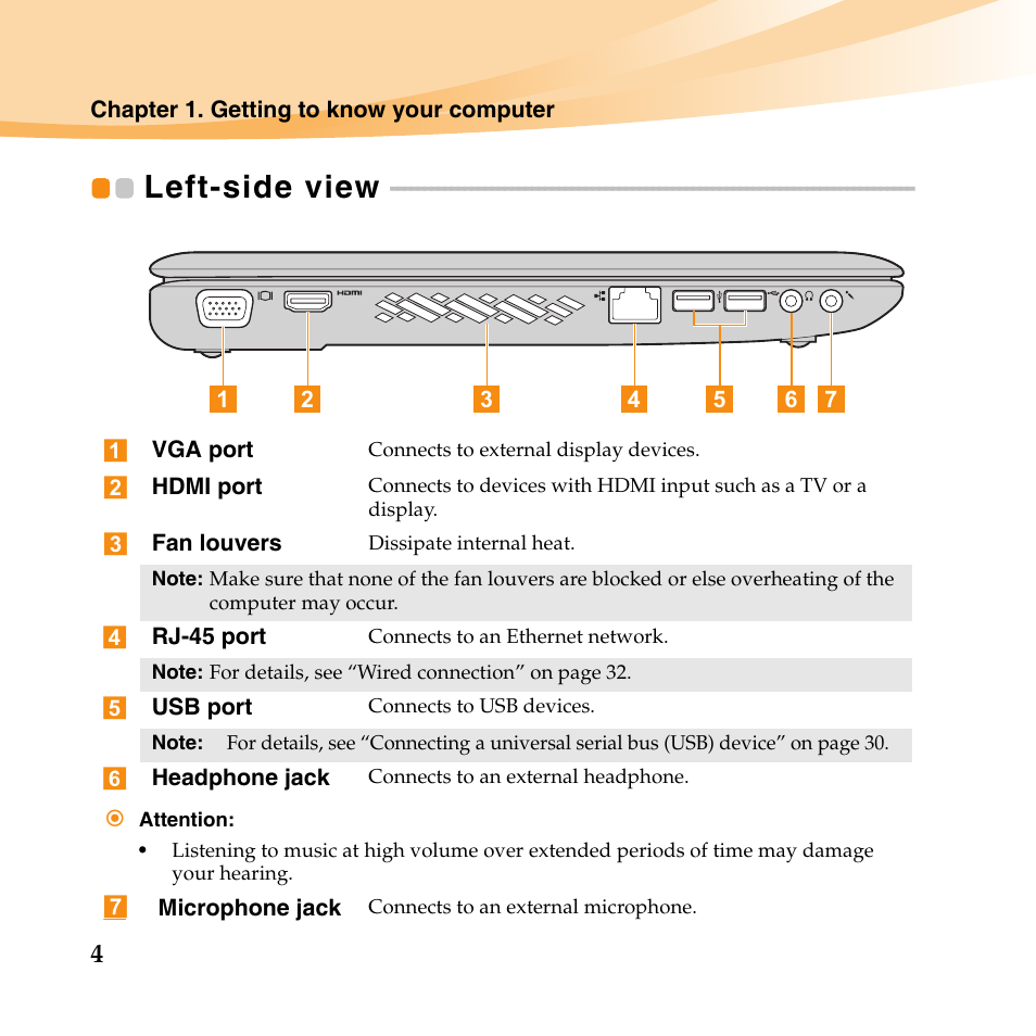 Left-side view | Lenovo IdeaPad Y560 User Manual | Page 18 / 146