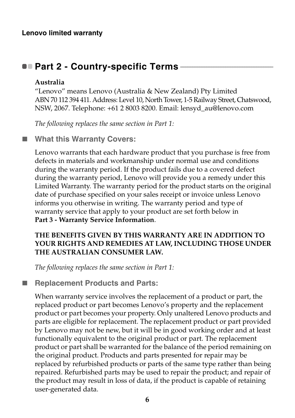 Part 2 - country-specific terms | Lenovo Y70-70 Touch Notebook User Manual | Page 6 / 22