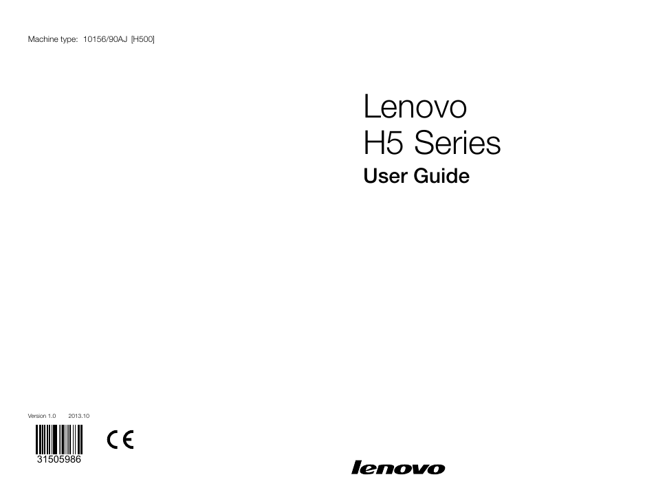 Lenovo H500 Desktop User Manual | 55 pages