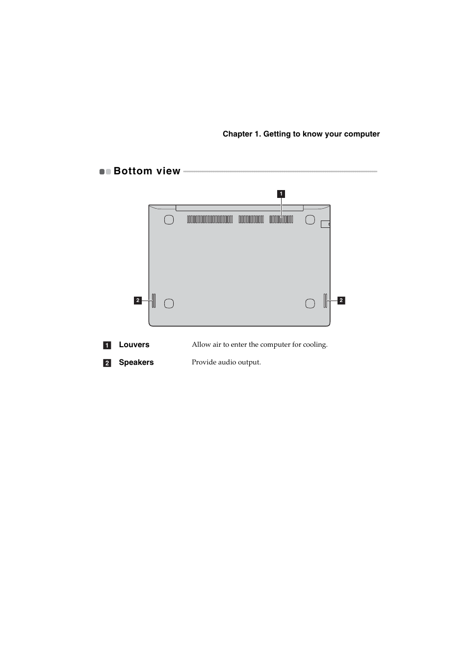 Bottom view | Lenovo IdeaPad U530 Touch Notebook User Manual | Page 15 / 36