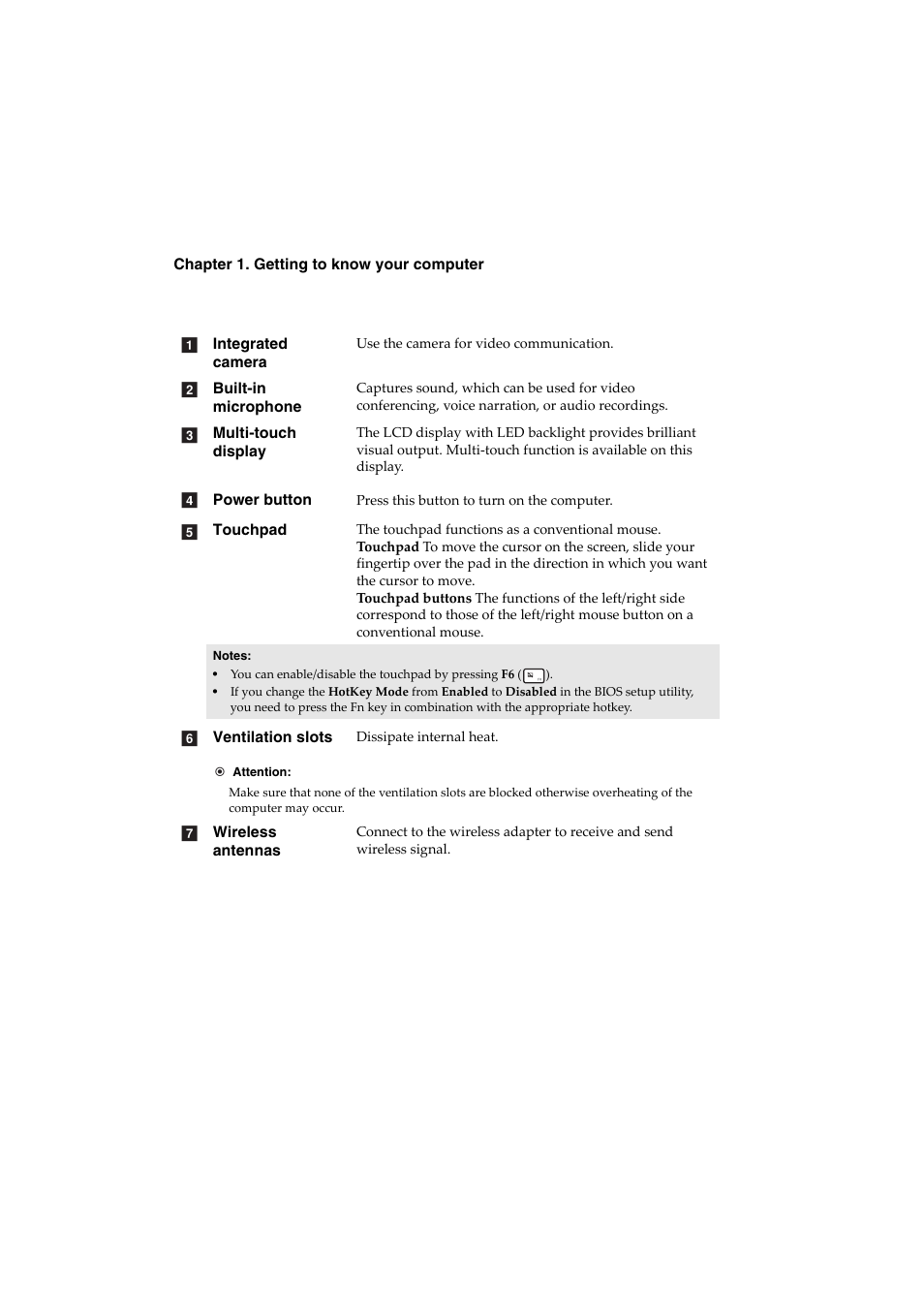 Lenovo IdeaPad U530 Touch Notebook User Manual | Page 6 / 36