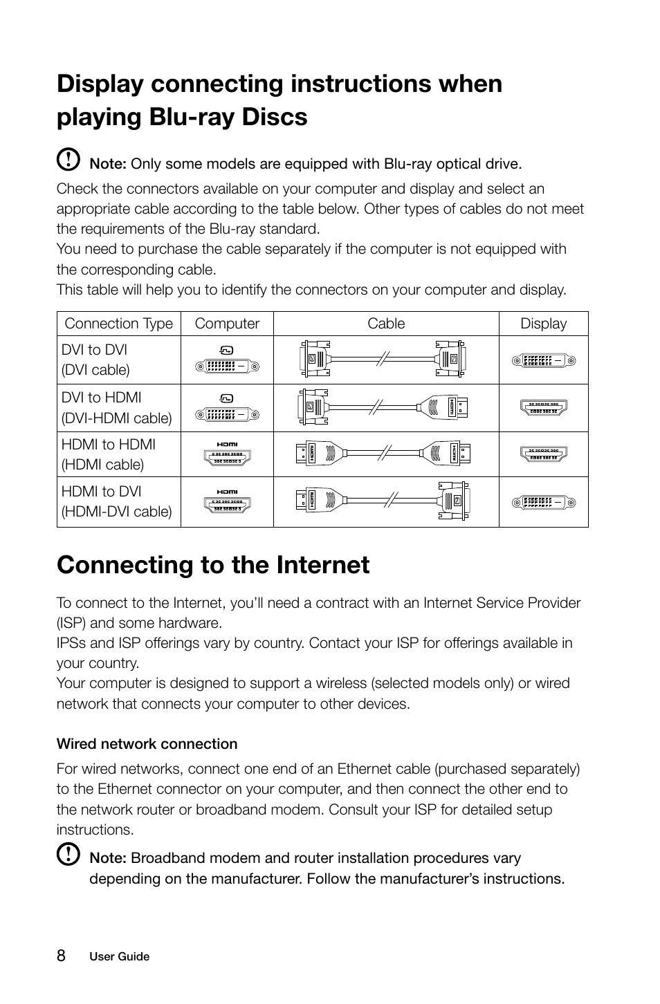 Connecting to the internet | Lenovo H500s Desktop User Manual | Page 13 / 53
