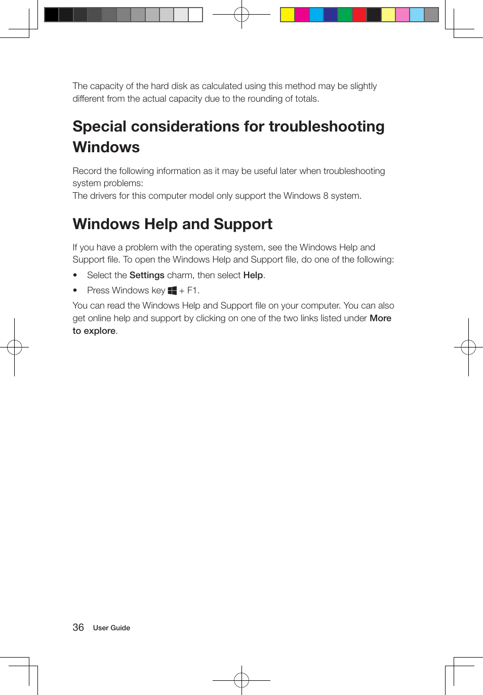 Special considerations for troubleshooting windows, Windows help and support | Lenovo IdeaCentre B550 All-in-One User Manual | Page 41 / 63
