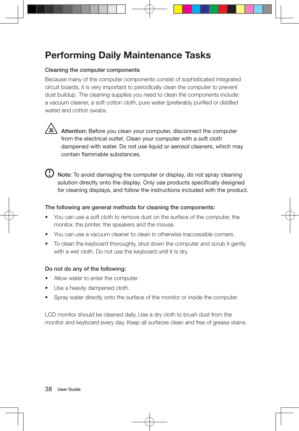 Performing daily maintenance tasks | Lenovo IdeaCentre B550 All-in-One User Manual | Page 43 / 63