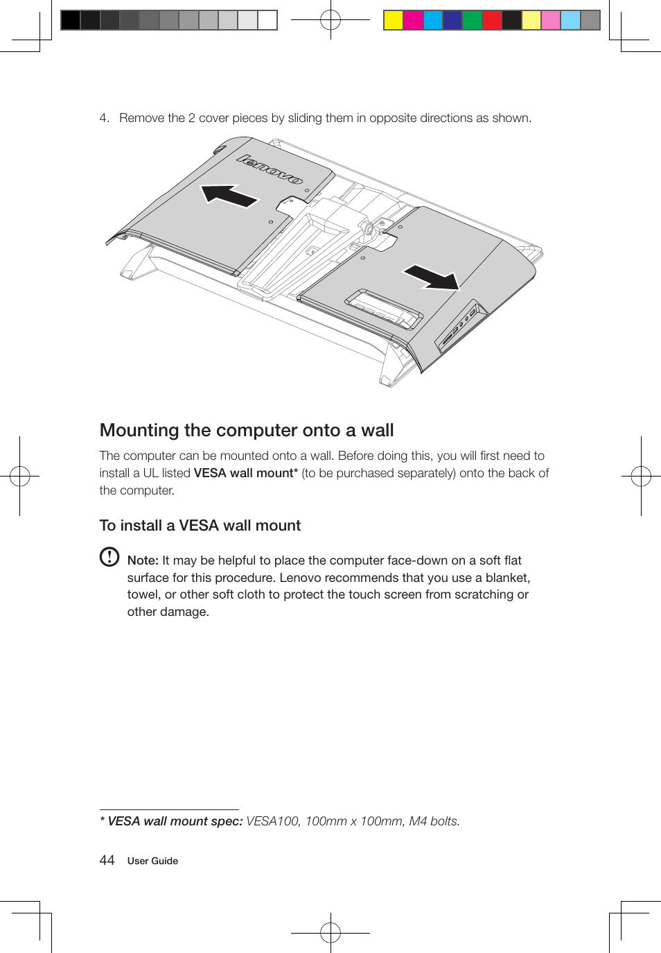Mounting the computer onto a wall | Lenovo IdeaCentre B550 All-in-One User Manual | Page 49 / 63