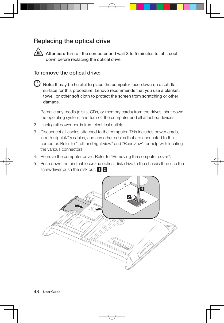 Replacing the optical drive | Lenovo IdeaCentre B550 All-in-One User Manual | Page 53 / 63