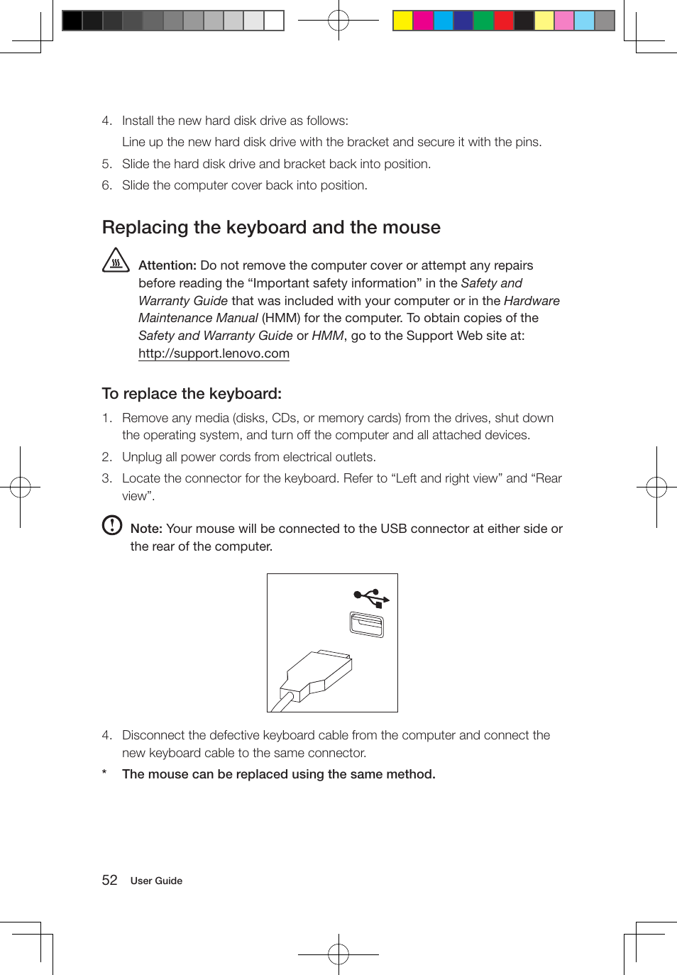 Replacing the keyboard and the mouse | Lenovo IdeaCentre B550 All-in-One User Manual | Page 57 / 63