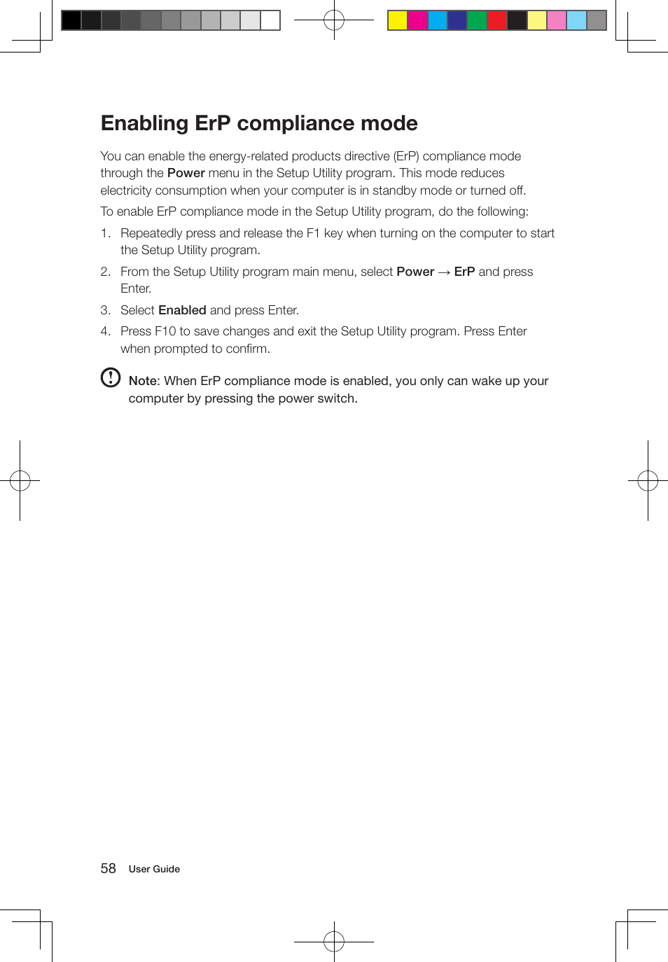 Enabling erp compliance mode | Lenovo IdeaCentre B550 All-in-One User Manual | Page 63 / 63