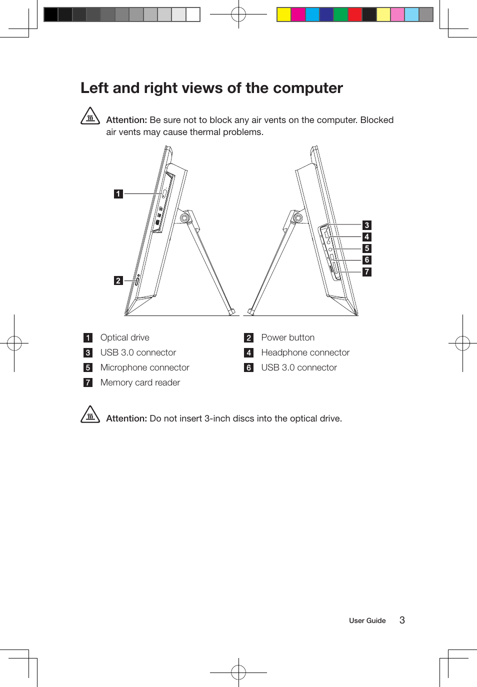 Left and right views of the computer | Lenovo IdeaCentre B550 All-in-One User Manual | Page 8 / 63