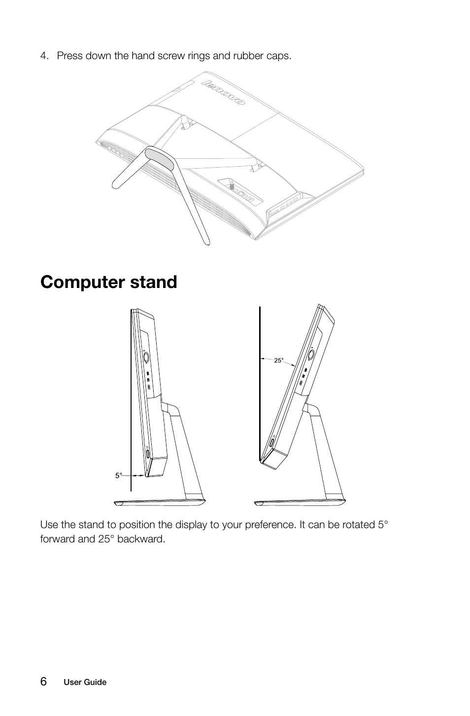 Computer stand | Lenovo C470 All in One User Manual | Page 11 / 63