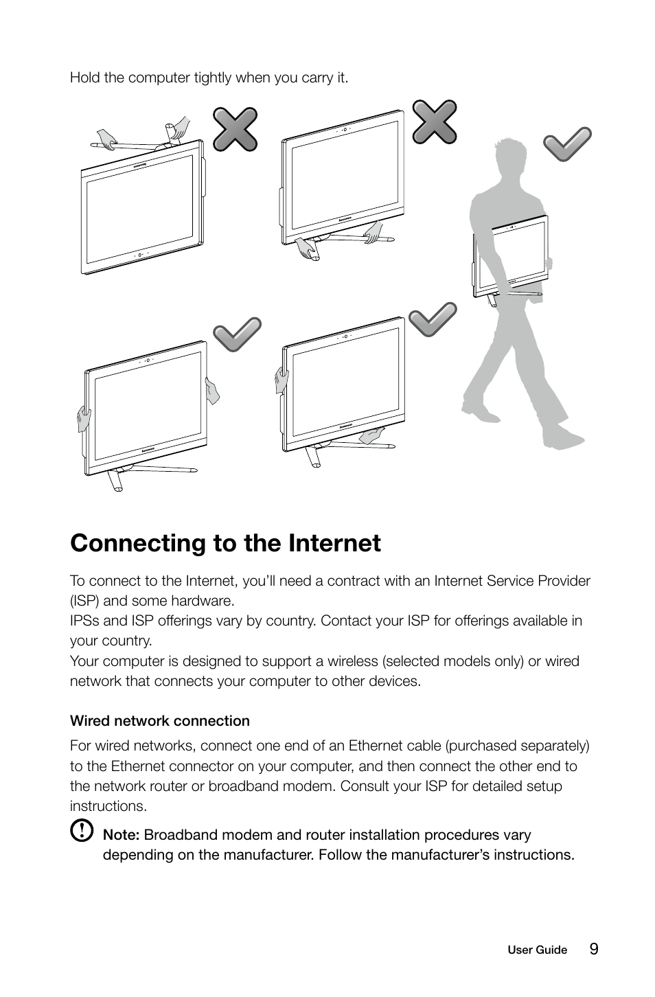 Connecting to the internet | Lenovo C470 All in One User Manual | Page 14 / 63