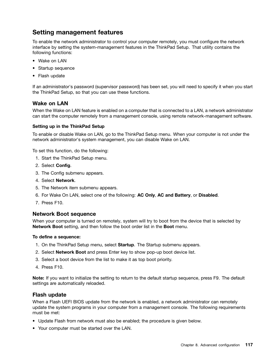 Setting management features | Lenovo IdeaPad U300e User Manual | Page 133 / 181