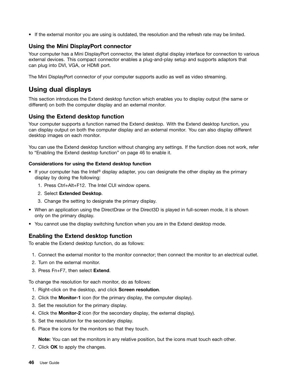 Using dual displays | Lenovo IdeaPad U300e User Manual | Page 62 / 181