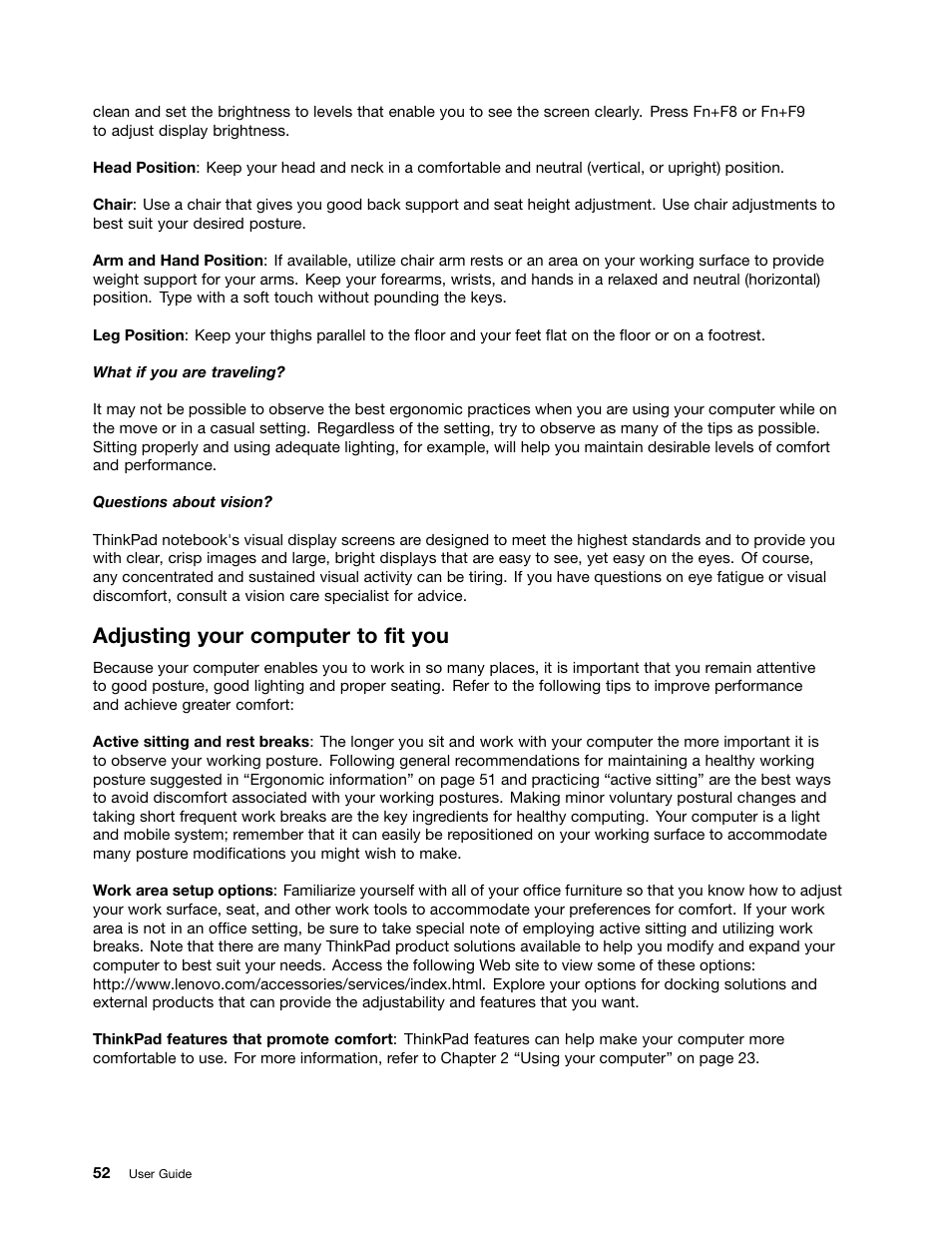 Adjusting your computer to fit you | Lenovo IdeaPad U300e User Manual | Page 68 / 181