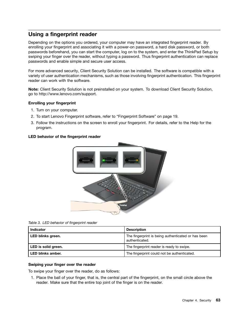 Using a fingerprint reader | Lenovo IdeaPad U300e User Manual | Page 79 / 181