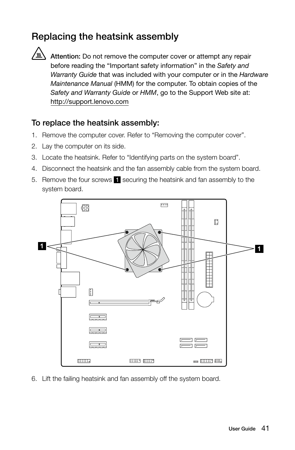 Replacing the heatsink assembly | Lenovo H415 Desktop User Manual | Page 46 / 57
