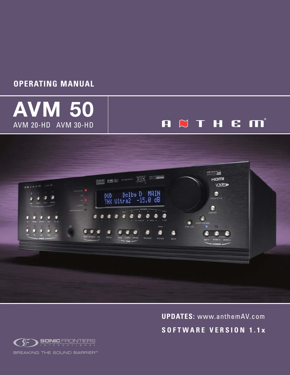 Anthem Audio AVM 30-HD User Manual | 92 pages
