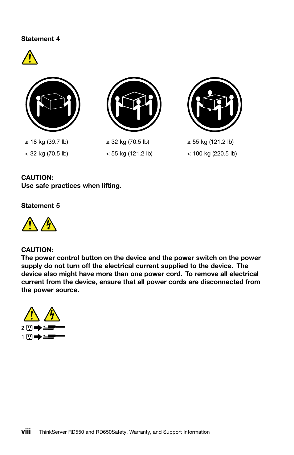 Viii | Lenovo ThinkServer RD550 User Manual | Page 10 / 50