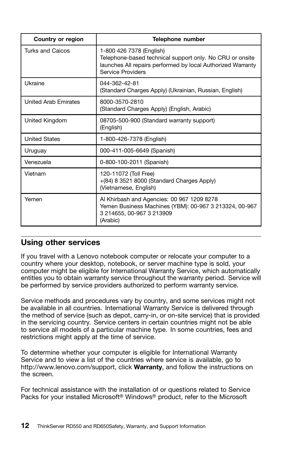 Using other services | Lenovo ThinkServer RD550 User Manual | Page 28 / 50