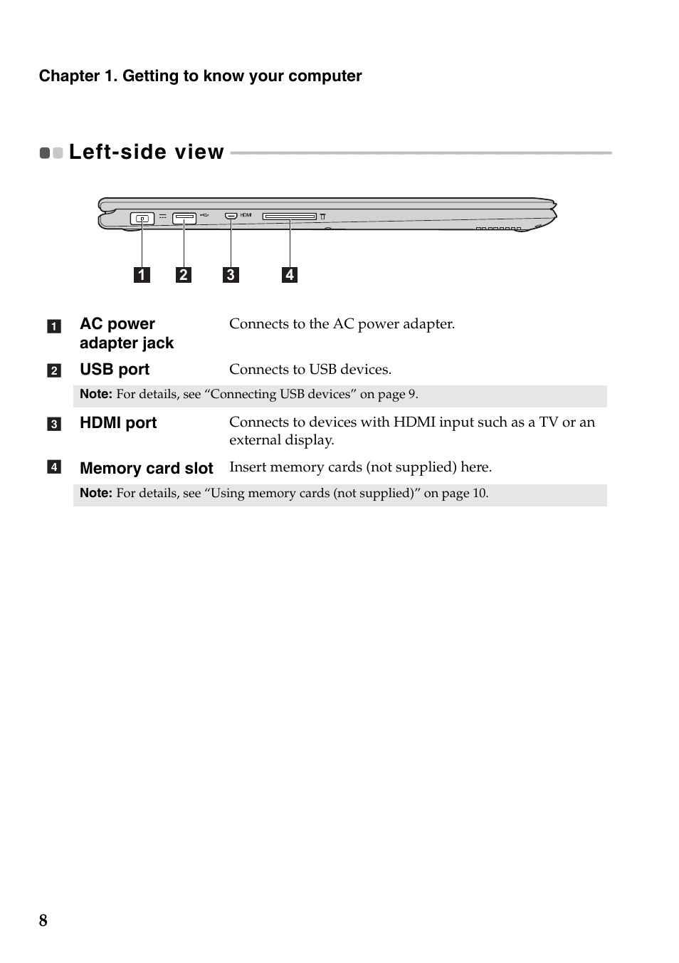 Left-side view | Lenovo Yoga 2 Pro Lenovo User Manual | Page 12 / 37