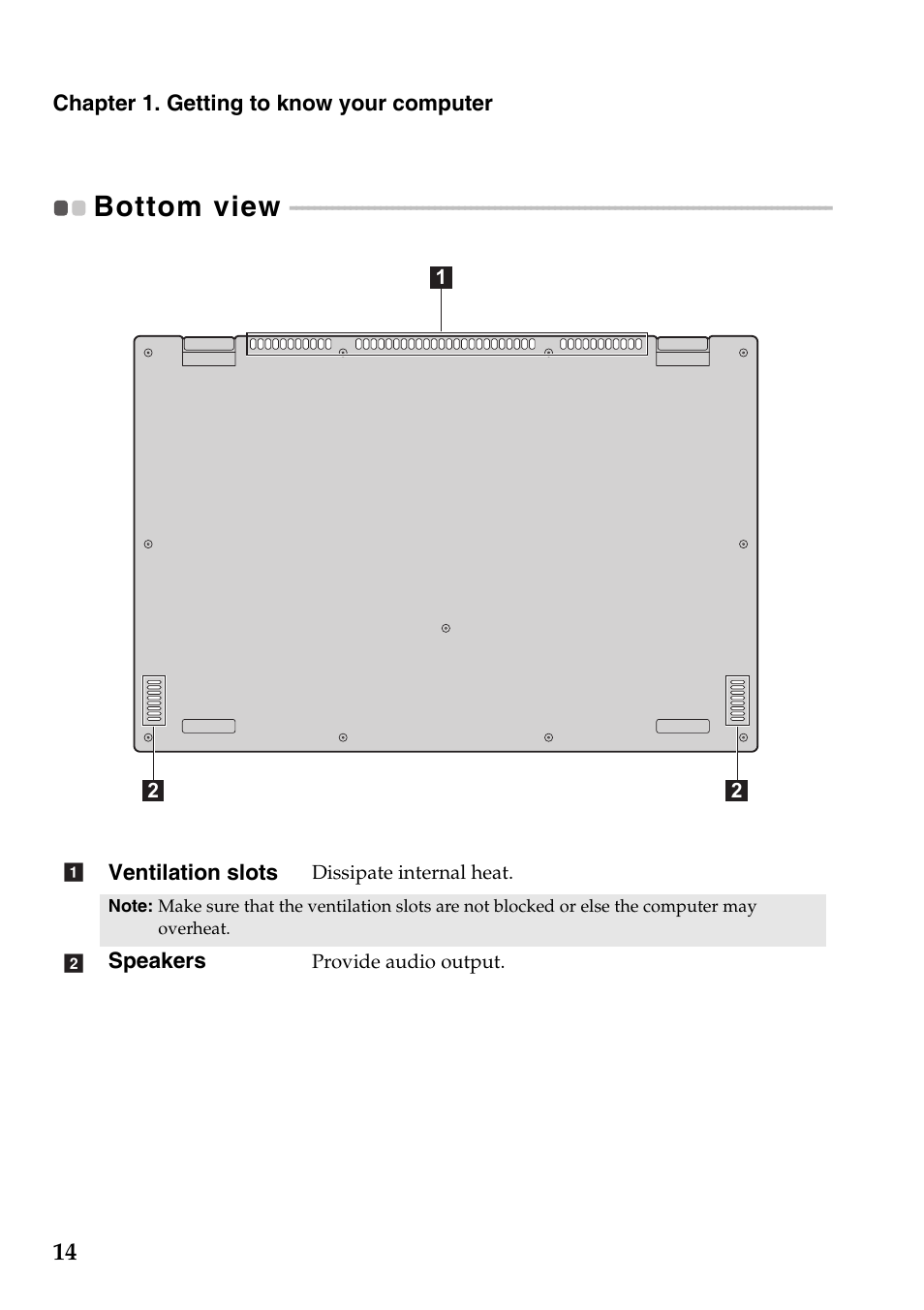 Bottom view | Lenovo Yoga 2 Pro Lenovo User Manual | Page 18 / 37