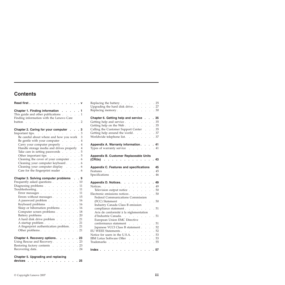Lenovo 3000 N200 Notebook User Manual | Page 5 / 70