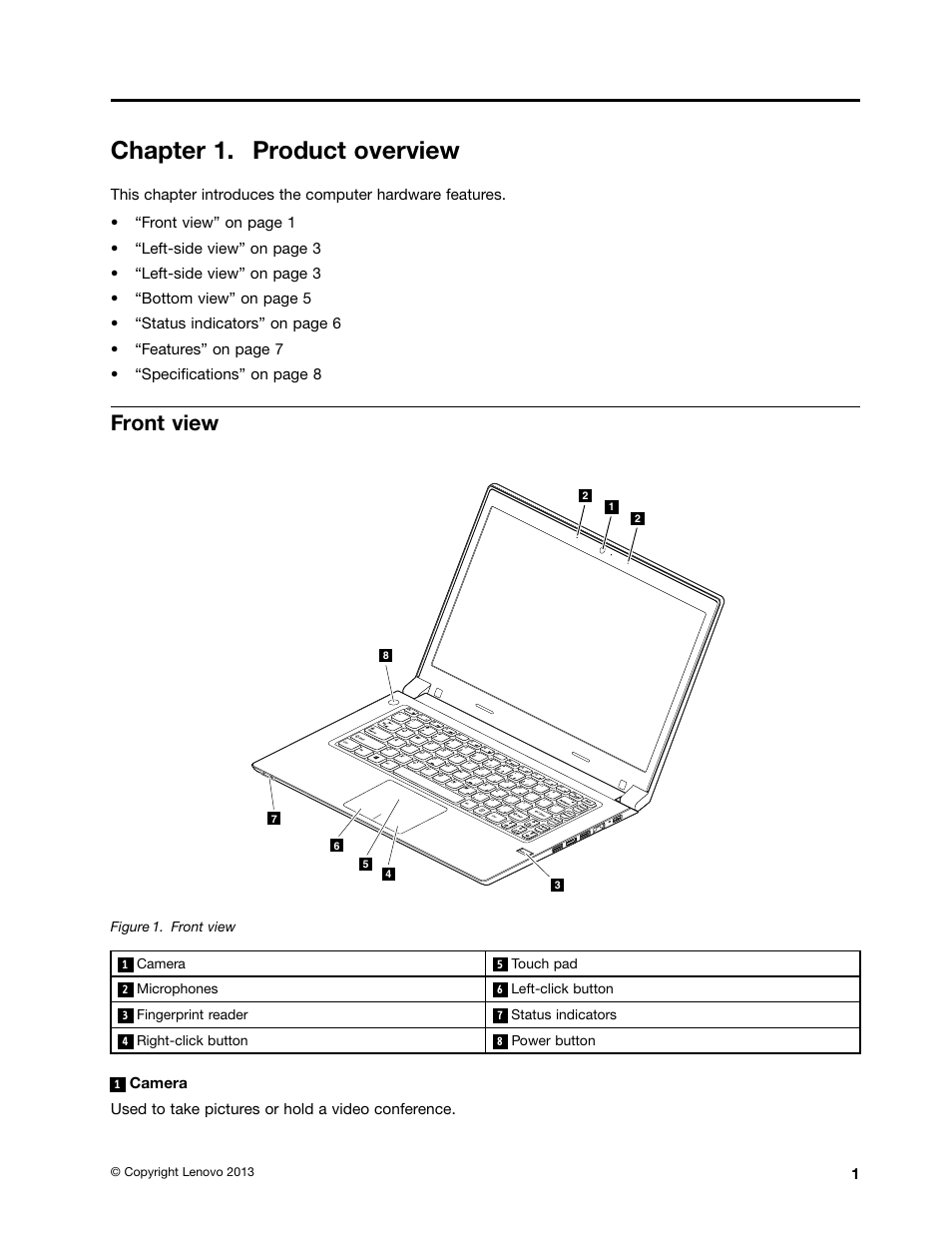 Chapter 1. product overview, Front view | Lenovo M4400s notebook User Manual | Page 15 / 79