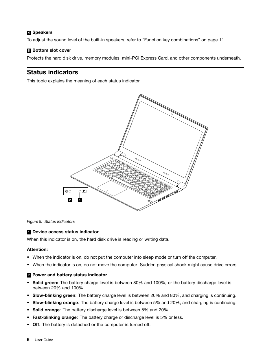 Status indicators | Lenovo M4400s notebook User Manual | Page 20 / 79