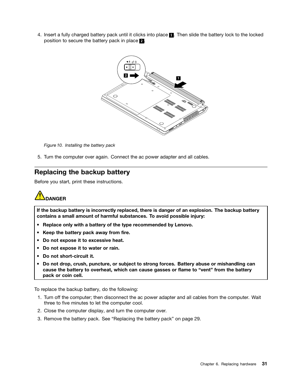 Replacing the backup battery | Lenovo M4400s notebook User Manual | Page 45 / 79