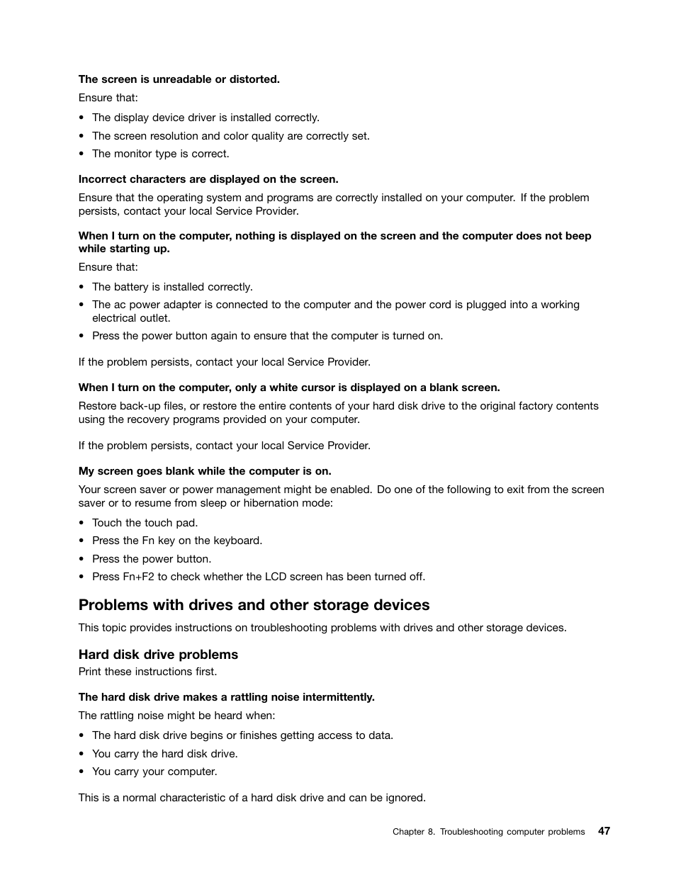Problems with drives and other storage devices | Lenovo M4400s notebook User Manual | Page 61 / 79