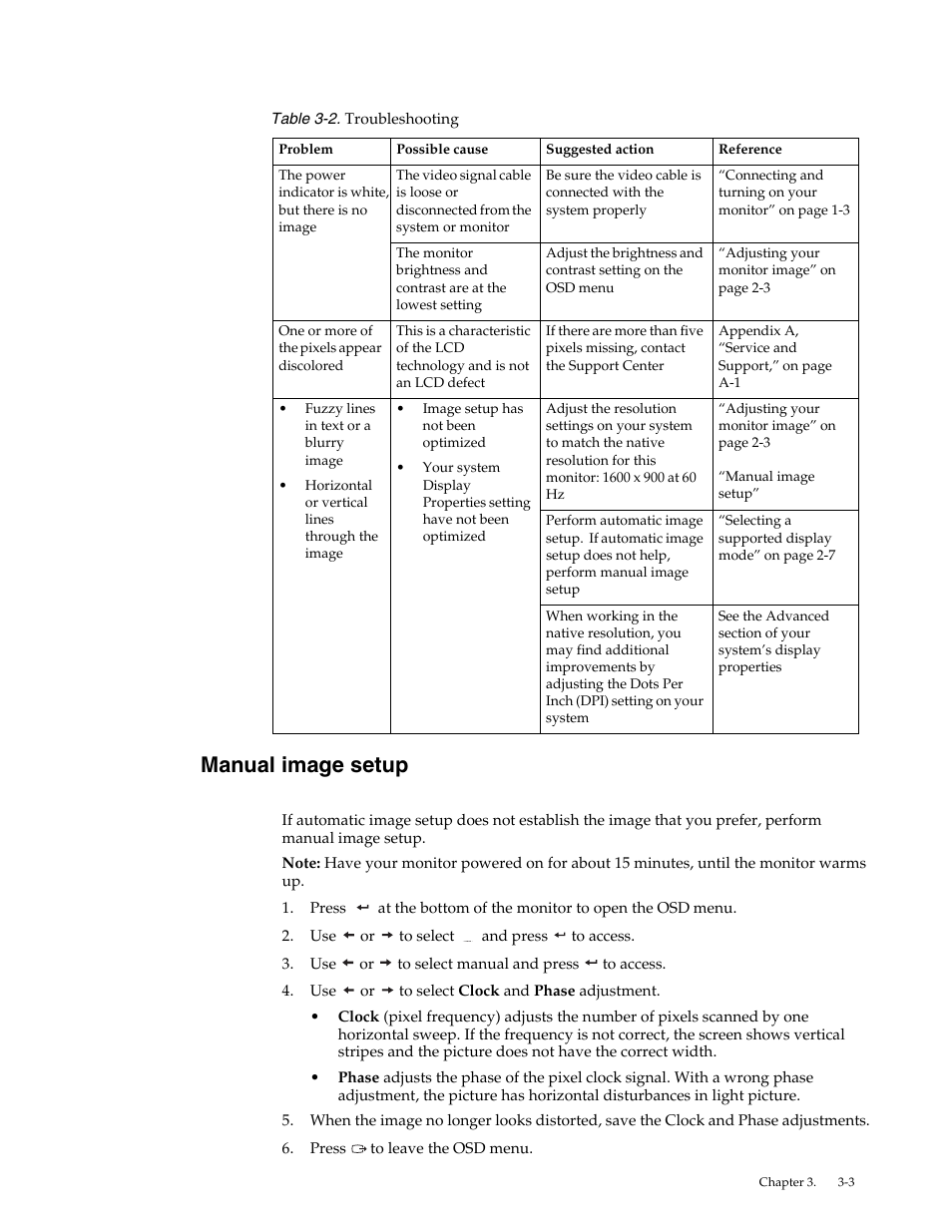 Manual image setup, Manual image setu p - 3 | Lenovo LI2041 Wide LCD Monitor User Manual | Page 21 / 27
