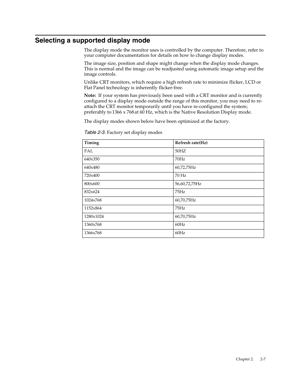 Selecting a supported display mode, Selecting a supported display mode -7 | Lenovo LI1931e Wide LCD Monitor User Manual | Page 16 / 28