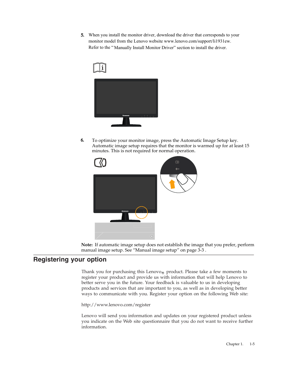 Registering your option | Lenovo LI1931e Wide LCD Monitor User Manual | Page 9 / 28