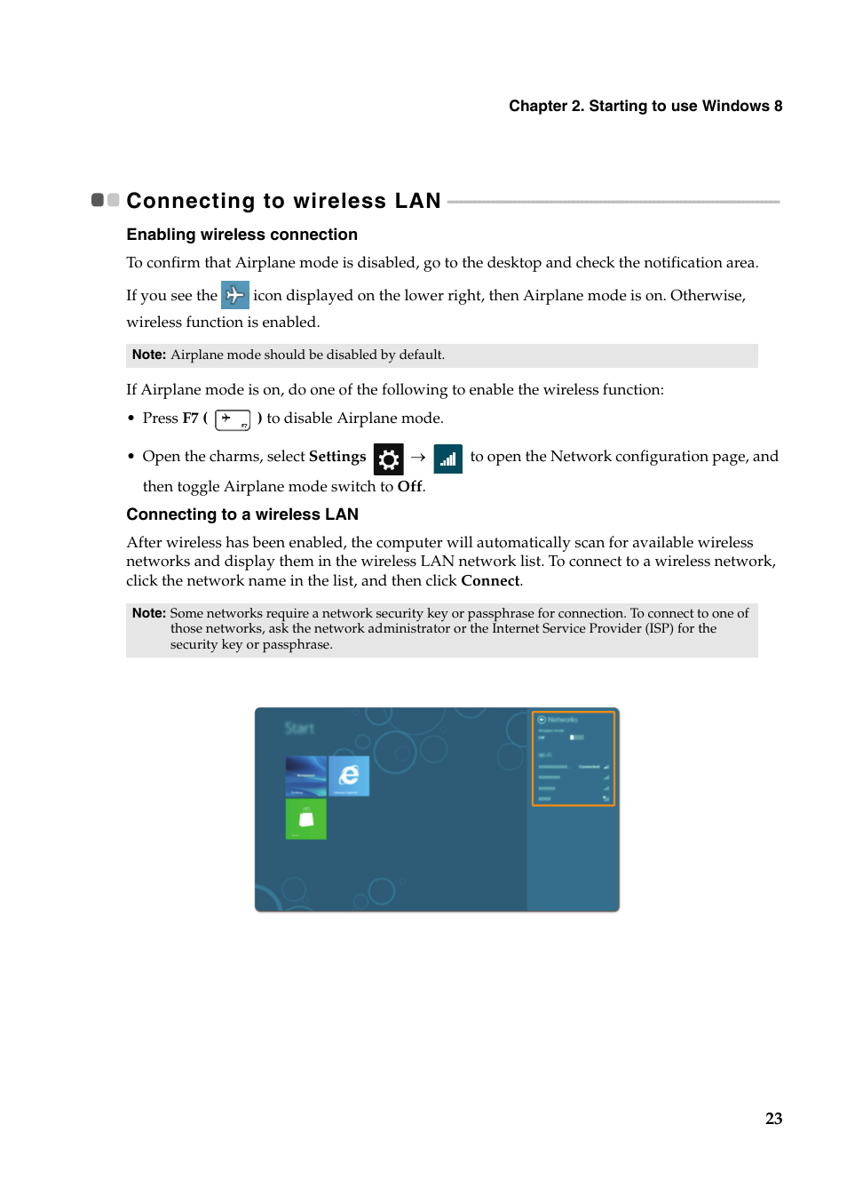 Connecting to wireless lan | Lenovo Yoga 11s Notebook IdeaPad User Manual | Page 27 / 37