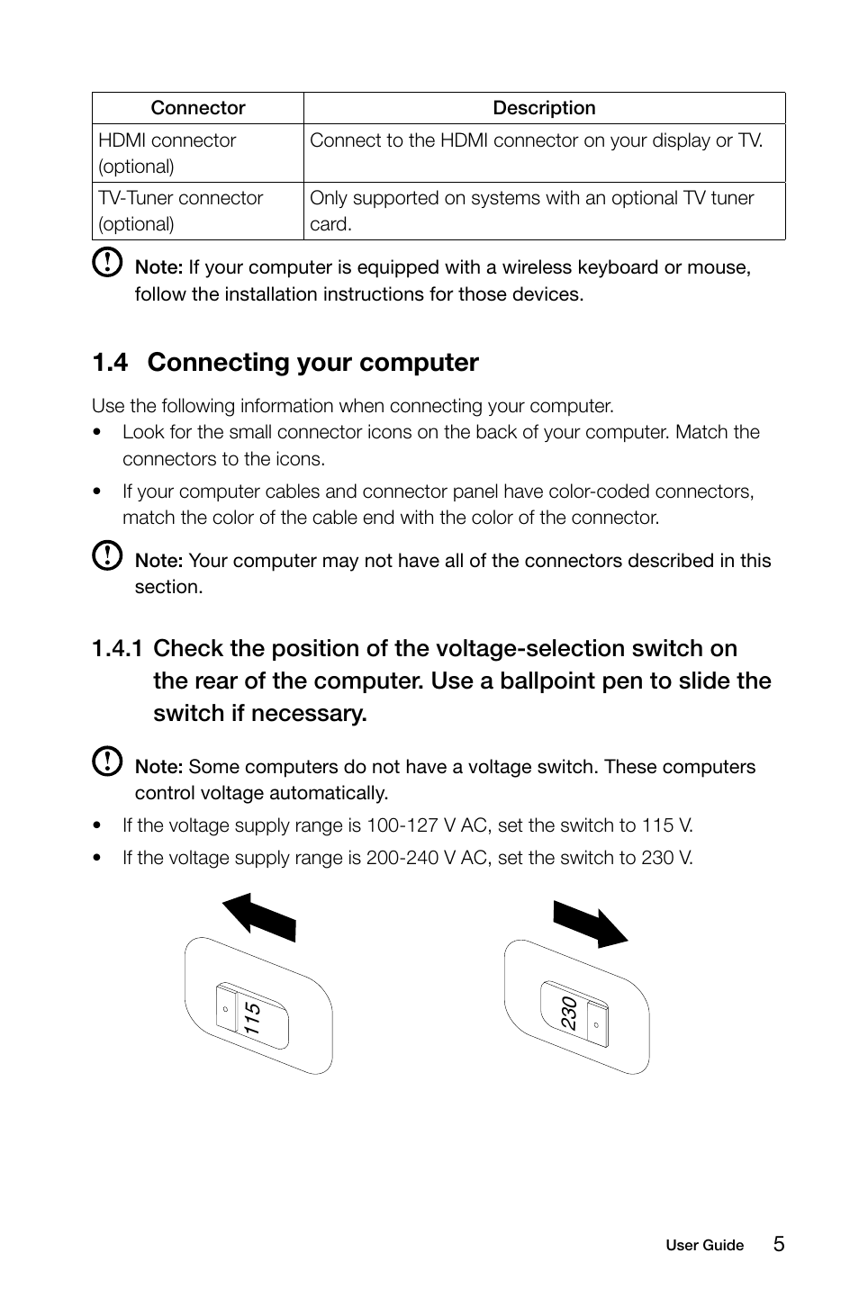 4 connecting your computer, C.c connecting your computer | Lenovo E50-00 Desktop User Manual | Page 10 / 43