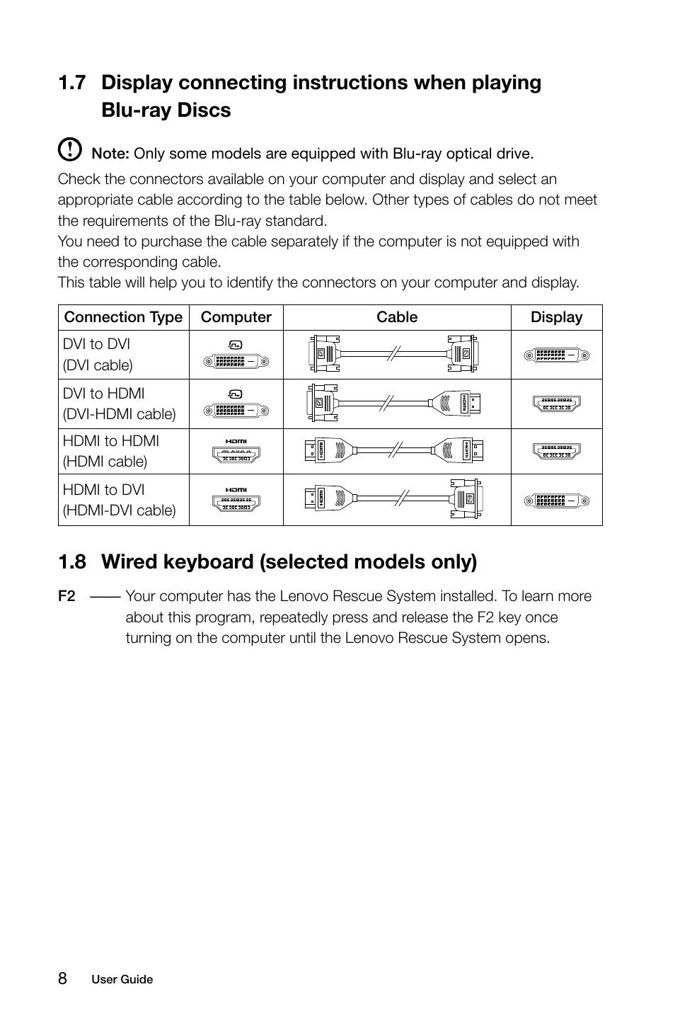 8 wired keyboard (selected models only), C.8 wired keyboard (selected models only) | Lenovo E50-00 Desktop User Manual | Page 13 / 43