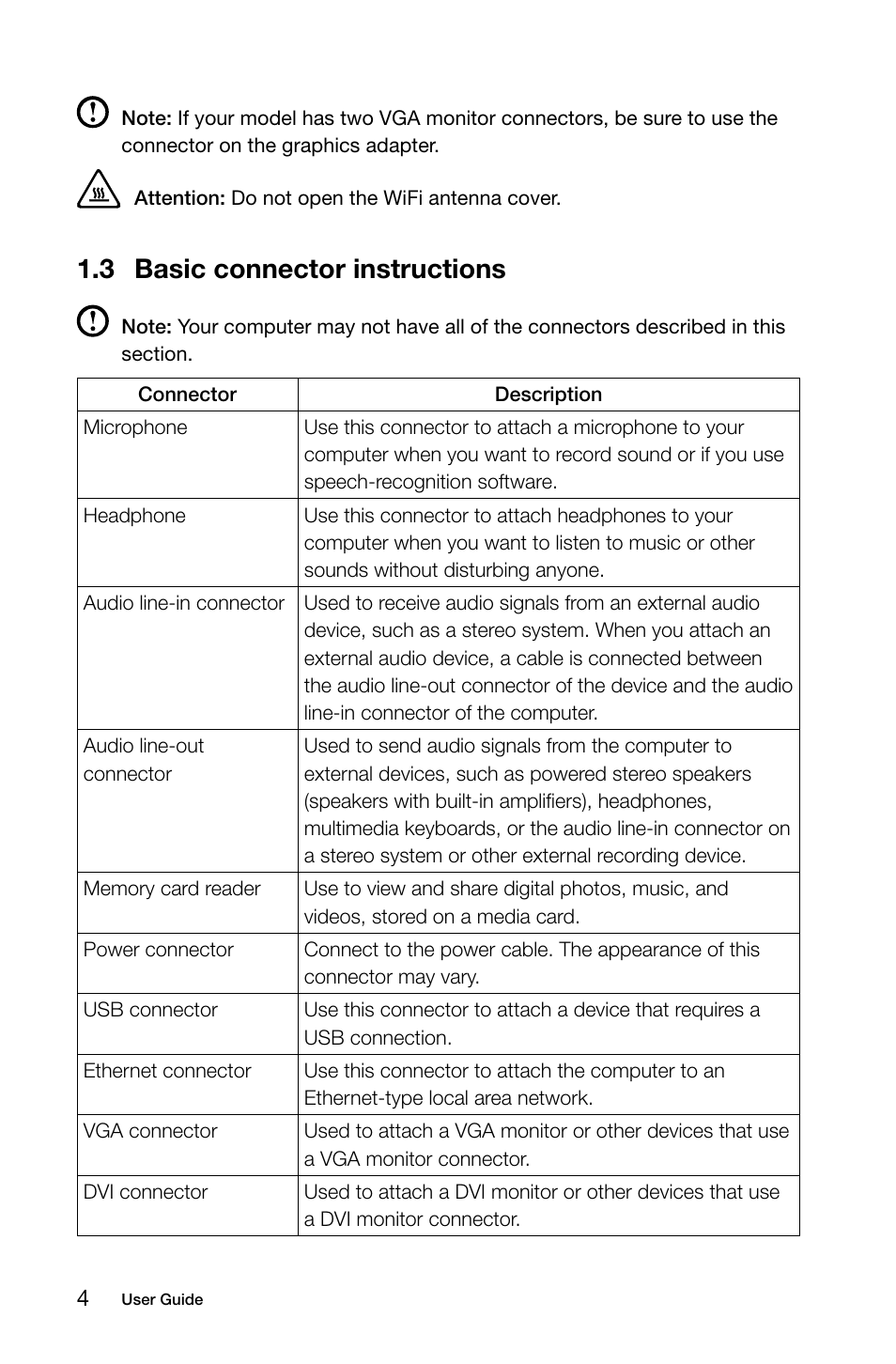 3 basic connector instructions, C.c basic connector instructions | Lenovo E50-00 Desktop User Manual | Page 9 / 43