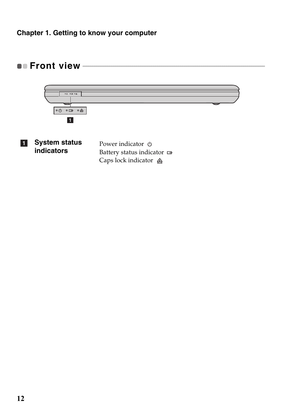 Front view | Lenovo G700 Notebook User Manual | Page 16 / 45