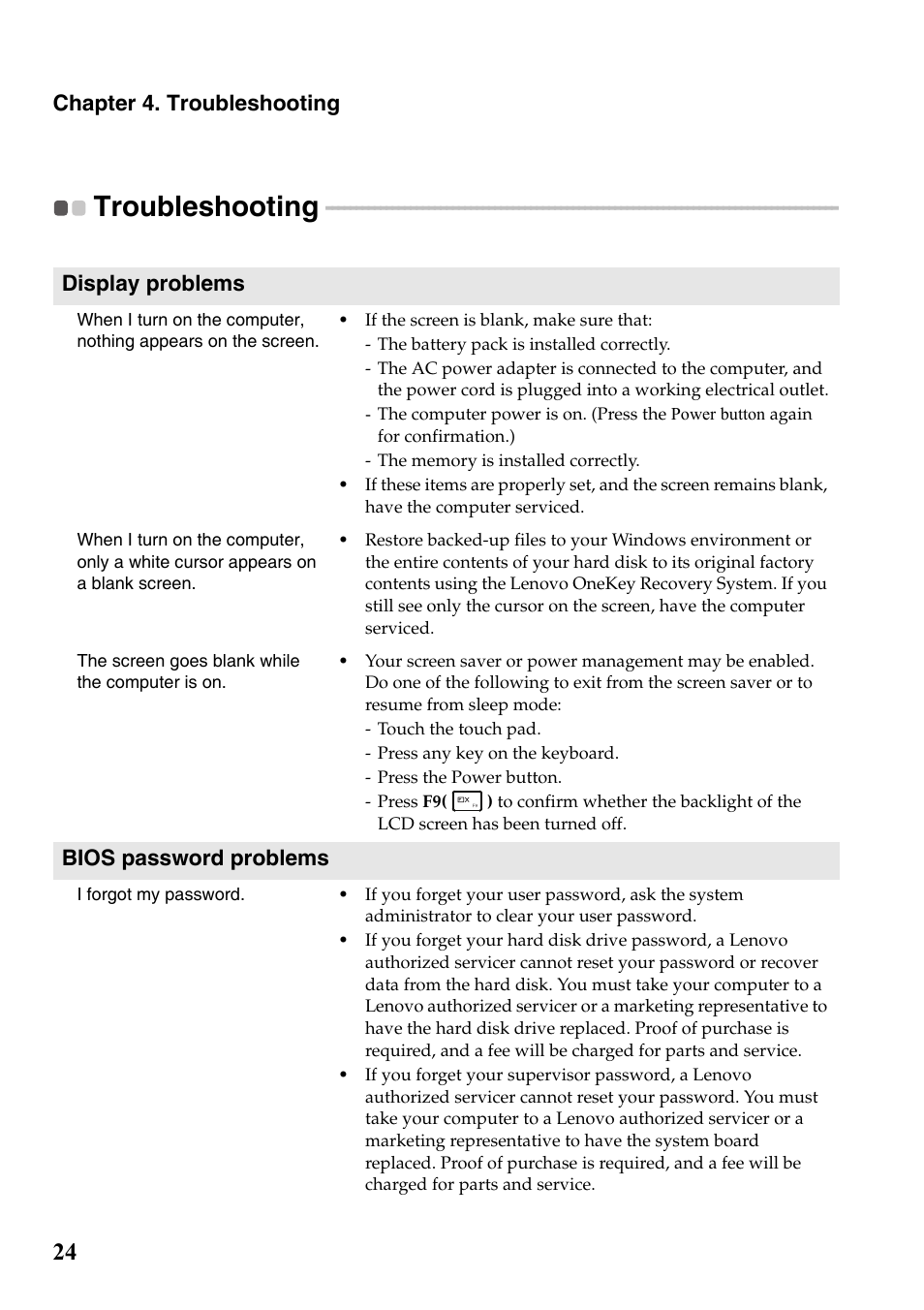 Troubleshooting | Lenovo G700 Notebook User Manual | Page 28 / 45