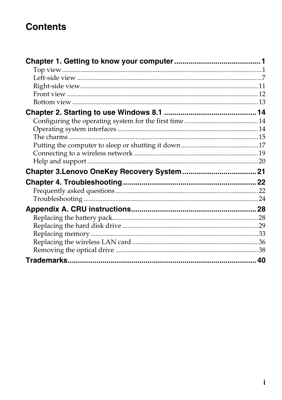 Lenovo G700 Notebook User Manual | Page 3 / 45