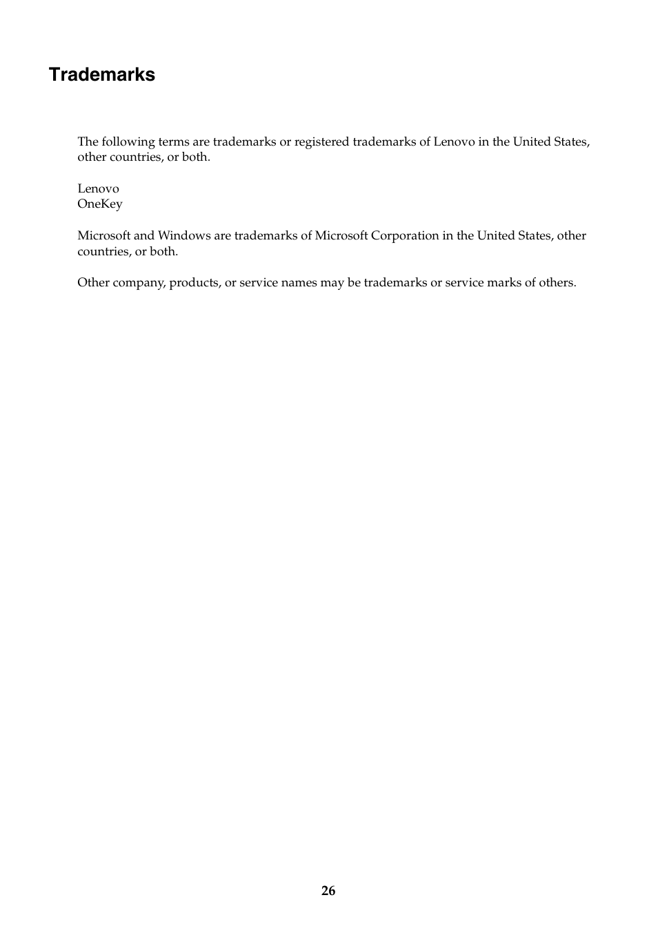 Trademarks | Lenovo Y70-70 Touch Notebook User Manual | Page 30 / 31